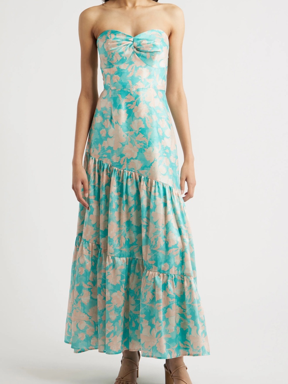 Hutch Phoebe Strapless Cocktail Floral Maxi Dress Size 0 NWOT